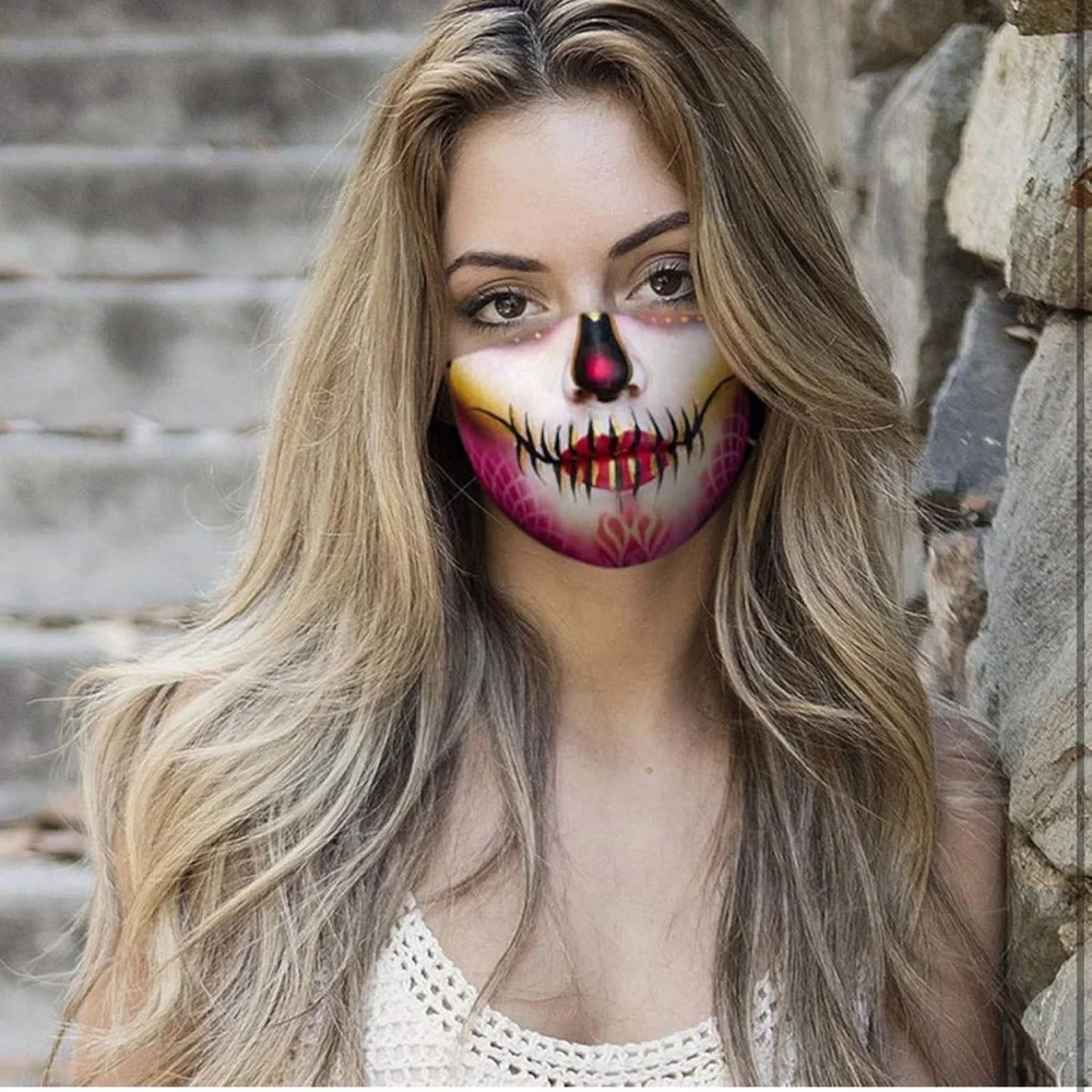 5pcs Scary Face Mask Protection Skull Print for Halloween. New!